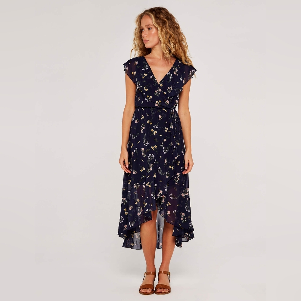 Floral Faux Wrap Dress